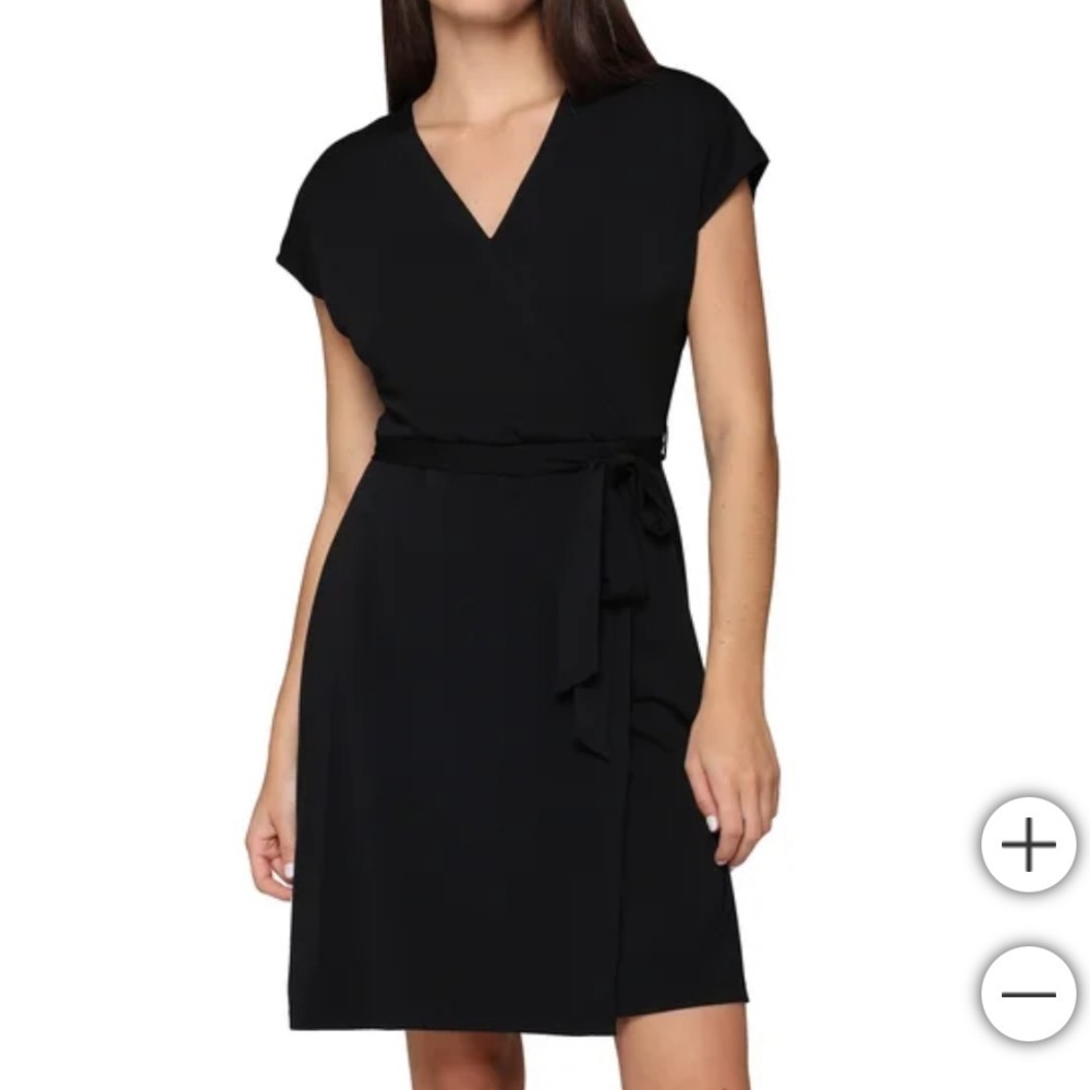 New Nicole‎ Miller Women's Faux Wrap Dress Solid Black S  XL